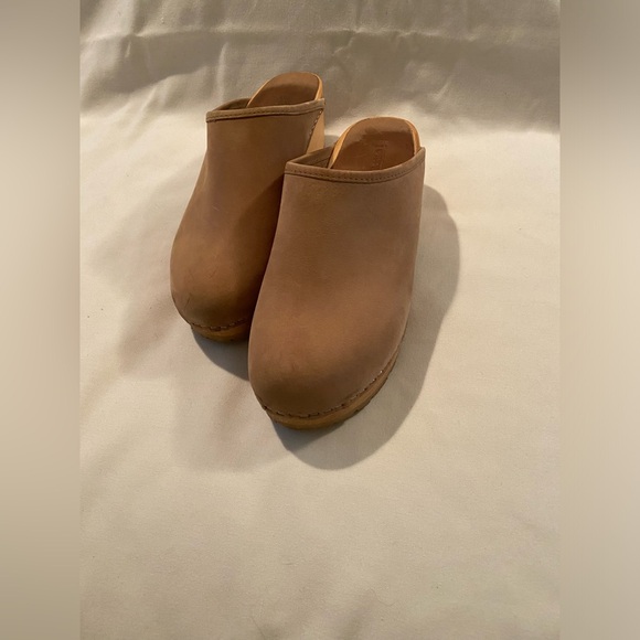 J crew CREW tan clogs CLOGS leather in wooden made in Italy - Picture 3 of 3
